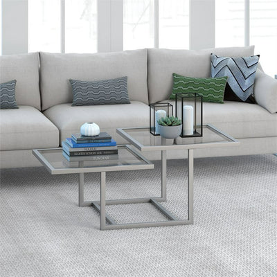 Evelyn&Zoe Contemporary Metal Two-Tier Coffee Table with Glass Top**New in box**