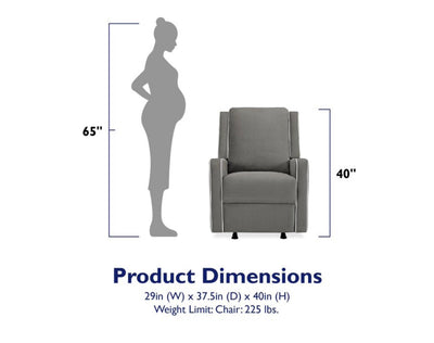 Baby Relax Robyn Rocker Recliner Chair, Nursery Furniture, Gray Linen- NEW AND ASSEMBLED!!!
