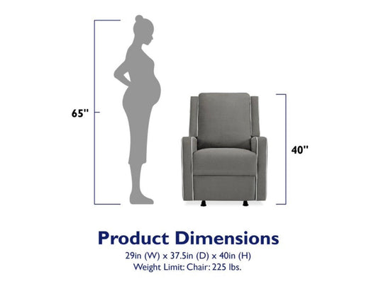 Baby Relax Robyn Rocker Recliner Chair, Nursery Furniture, Gray Linen- NEW AND ASSEMBLED!!!