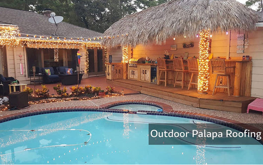 FOREVER BAMBOO Mexican Thatch Roof Runner Roll Duck Blind Grass Tiki Hut Thatch Duck Boat Blinds Palapa Thatch Roofing for Tiki Bar Huts, Tan, 35" x 60'!! BRAND NEW IN PLASTIC!!