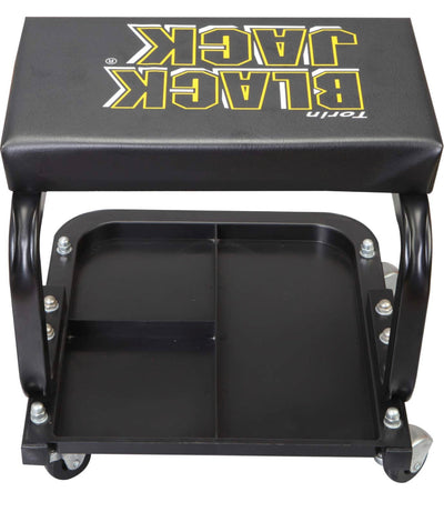 Torin TR6100W Blackjack Rolling Creeper Garage/Shop Seat: Padded Mechanic Stool with Tool Tray Storage, Black- NEW IN BOX!!!