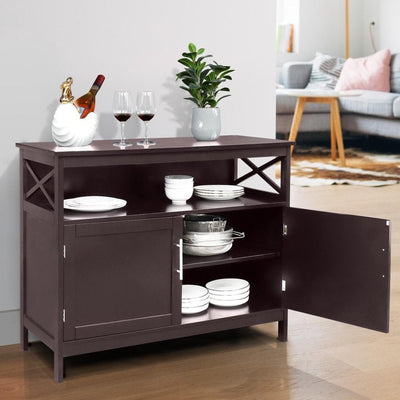 Ktaxon Kitchen Storage Sideboard Dining Buffet Server Cabinet Cupboard, Free Standing Storage Chest Cabinets and Shelf,Brown!  -Brand new in the box