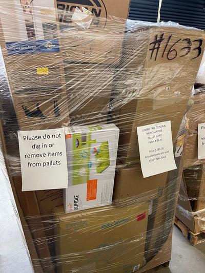 Jumbo huge liquidation pallet- over 7 ft tall ! Pallet number 1633