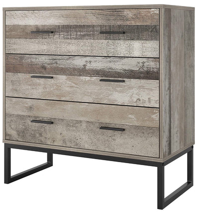 Homfa Dresser with 3 Wide Drawers, Bedroom Nightstand Chest with Metal Legs for Bedroom/Living Room, Wash Gray!! NEW IN BOX!!