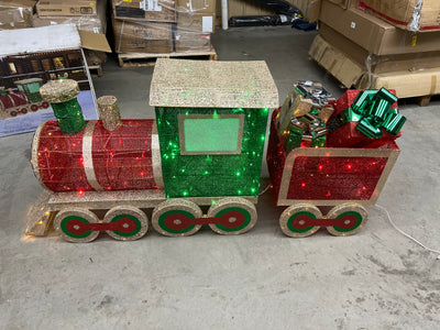 68” Holiday Twinkling Glitter Train Set w/ Lights!! NEW AND ASSEMBLED (COMES IN 2 PIECES OUT OF BOX)!!
