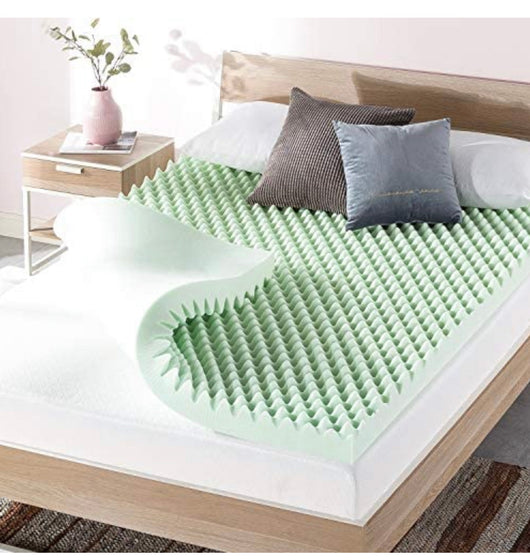 Best Price Mattress 4 Inch Egg Crate Memory Foam Mattress Topper with Calming Green Tea Infusion, CertiPUR-US Certified, Queen**New in box**