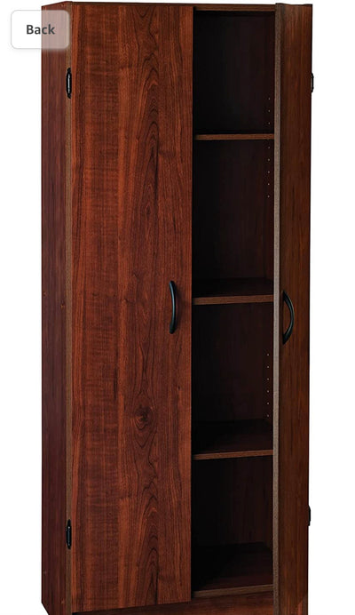 ClosetMaid Pantry Cabinet Cupboard with 2 Doors Adjustable Shelves, Standing, Storage for Kitchen, Laundry or Utility Room, Dark Cherry!  -Brand new in the box
