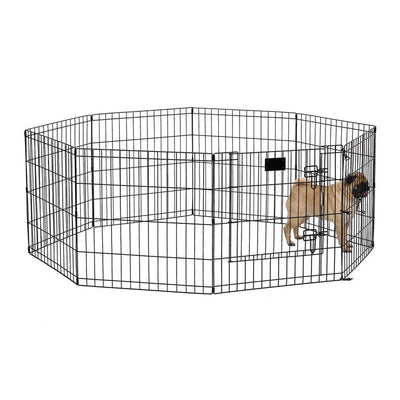 MidWest Homes For Pets Foldable Metal Exercise Playpen with Door, Black, 24"W x 24"H**New in Box**