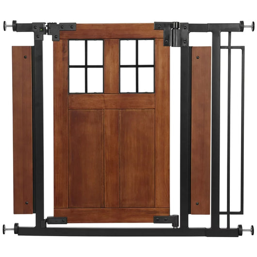 Evenflo Barn Door Walk-Thru Wood Baby Gate, Pressure/Hardware Mount, Stair Stopper, Whisper Swing, 29" - 43", Farmhouse Collection**New in box**