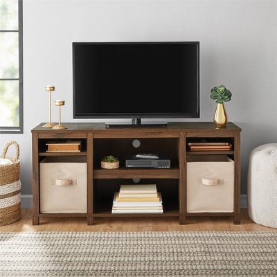 **SALVAGE SPECIAL,New damage from shipping!** Mainstays Parsons TV Stand for TVs up to 50", Canyon Walnut