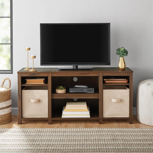 **SALVAGE SPECIAL,New damage from shipping!** Mainstays Parsons TV Stand for TVs up to 50", Canyon Walnut