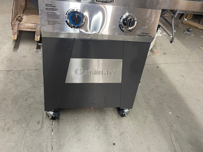 The Big Catch proudly presents -   FRANKENGRILL !  it’s a brand new Cuisinart 2 burner stainless steel grill with pathetic little universal burner knobs that we installed since the original ones were missing
