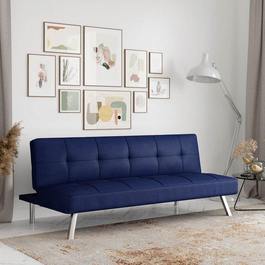 Serta Chelsea Convertible Sofa, Lounger and Full Size Bed, Blue Fabric**New in Box**