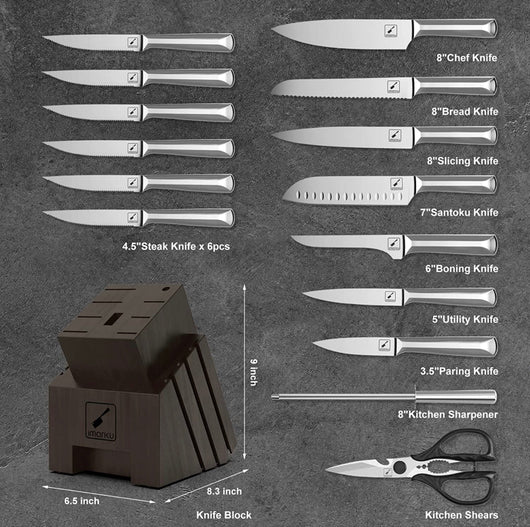 imarku 16 PCS High Carbon Japanese Stainless Steel Knife Sets for Kitchen with Block, Dishwasher Safe- NEW IN BOX!!!