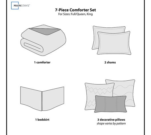 Mainstays 7 Piece Teal Roses Full/Queen Comforter Set ( new)
