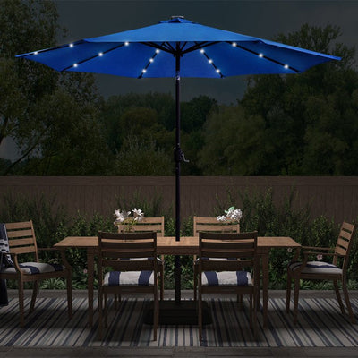 Abble 9 Feet Crank & Tilt Lighted Patio Umbrella-Blue**New in box**
