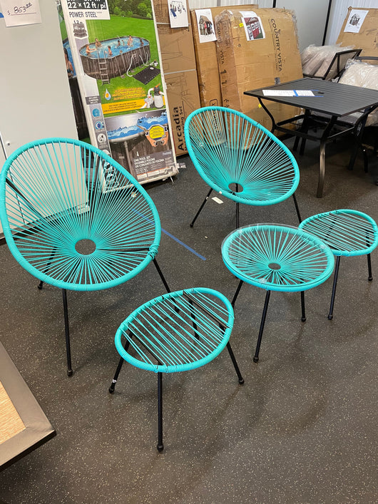 **Salvage Special** Lacoo 5 piece outdoor set in aqua**