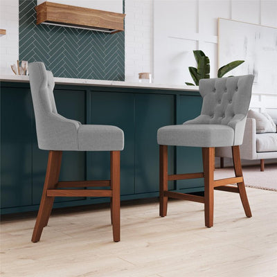 DHP Clairborne Counter Stool, Set of 2, Gray Velvet**New in Box**