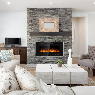 Costway 36'' Electric Fireplace Recessed Ultra Thin Wall-Mounted Heater w/Multicolor Flame!  -Brand new in the box