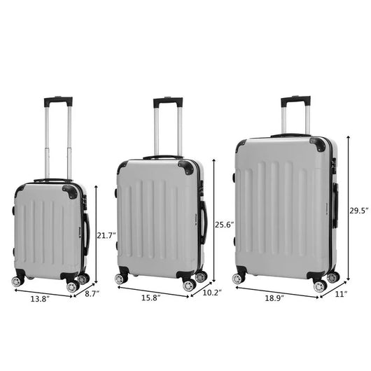 Zimtown 3-Piece Nested Spinner Suitcase Lightweight Luggage 29.53 in, Gray**New**