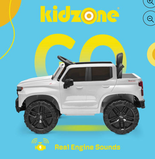Kidzone 12V Battery Powered Licensed Chevrolet Silverado Truck - White- NEW IN BOX!!!!