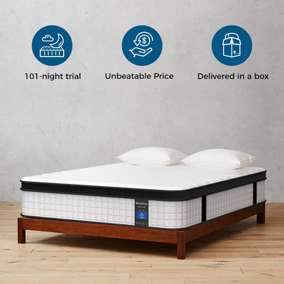 Inofia Twin Mattress, 10 Inch Hybrid Innerspring Double Mattress in a Box, Cool Bed with Breathable Soft Knitted Fabric Cover**New in box**