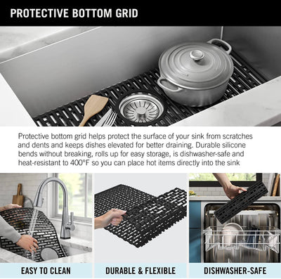 DELTA FAUCET Delta Lenta 32-inch Undermount 16 Gauge Stainless Steel Single Bowl Kitchen Sink with Accessories, Satin!! NEW IN BOX, MINOR BENT CORNER(PHOTOS SHOWN)!!