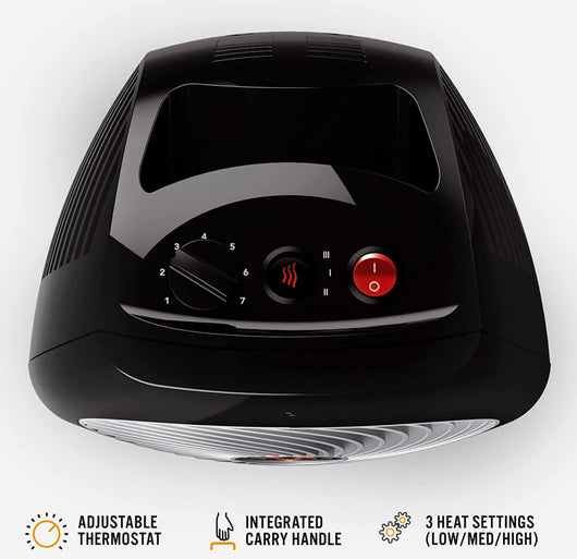 Vornado MVH Vortex Heater with 3 Heat Settings, Adjustable Thermostat, Tip-Over Protection, Auto Safety Shut-Off System, Whole Room, Black- NEW IN BOX!!!
