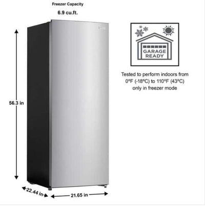 Vissani 7 cu. ft. Convertible Upright Freezer in Stainless Steel Look!! NEW OUT OF BOX, SCRATCHED AND DENTS FROM SHIPPING(PHOTOS SHOWN)!!
