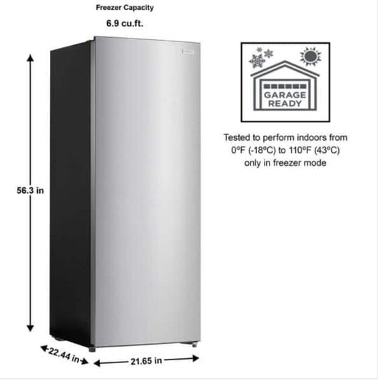 Vissani 7 cu. ft. Convertible Upright Freezer in Stainless Steel Look!! NEW OUT OF BOX, SCRATCHED AND DENTS FROM SHIPPING(PHOTOS SHOWN)!!