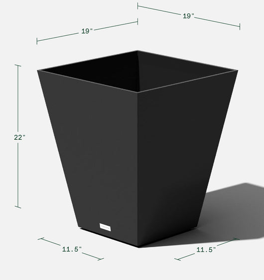 Veradek Pure Series Nobleton 19”x19”x22” Square Polyethlene Plant Planters(2 Pack), Black!! NEW OUT OF BOX!!