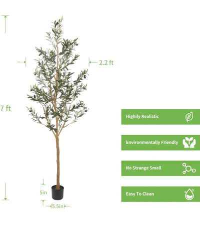 Realead Artificial Olive Tree 7ft(82''), Tall Faux Olive Tree Plant,- NEW AND ASSEMBLED!!!