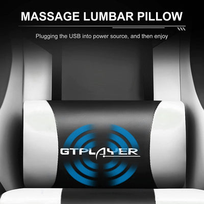 GTPLAYER Gaming Chair, Computer Chair with Footrest and Lumbar Support, Height Adjustable Game Chair with 360°-Swivel Seat and Headrest and for Office or Gaming (White)**New and Assembled**