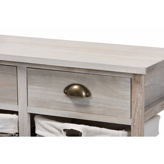 Baxton Studio Vella Modern and Contemporary Grey Finished Wood 2-Drawer Storage Unit With Baskets**New**