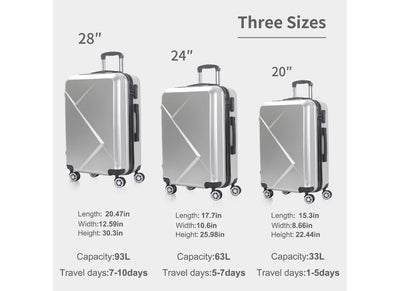 3Pc Silver Luggage Set (new out of the box)
