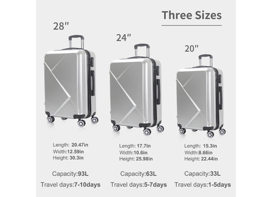 3Pc Silver Luggage Set (new out of the box)