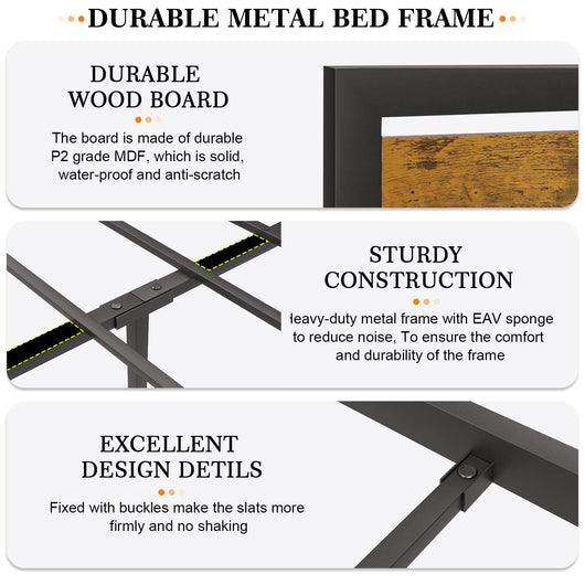 Codesfir Queen Bed Frame with Headboard and Footboard, Heavy Duty Platform Metal Bed Frame with Strong 4 U-Shaped Support Frames & 12 Strong Wood Slat Support, No Box Spring, Easy Assembly**New in box**