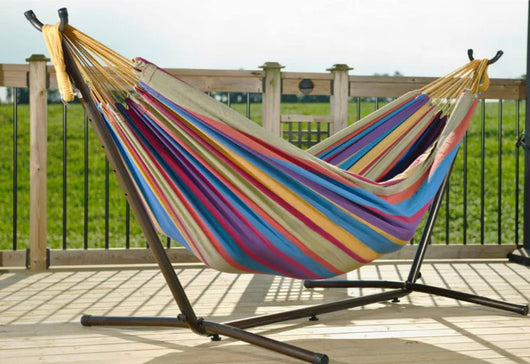 Vivere Double Hammock with Stand Combo, Tropical- NEW IN BOX!!!!