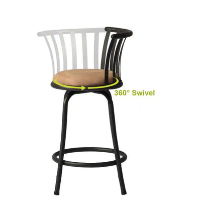 Pistil 32.7 in. Brown Slat Back Metal Frame Swivel Counter Stool With Fabric Seat(Set of 2)- NEW IN BOX!!!!