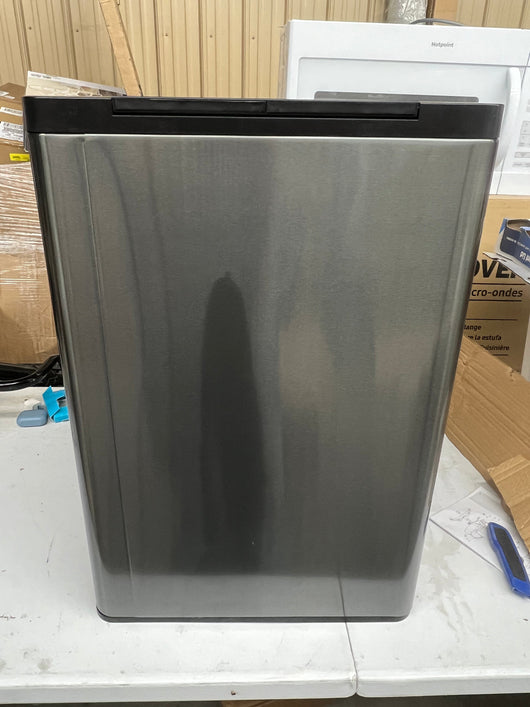 Rubbermaid Stainless Steel Metal Step-On Trash Can for Home and Kitchen, Charcoal, 12 Gallon!! NEW OUT OF BOX, MINOR DENT FROM SHIPPING!!