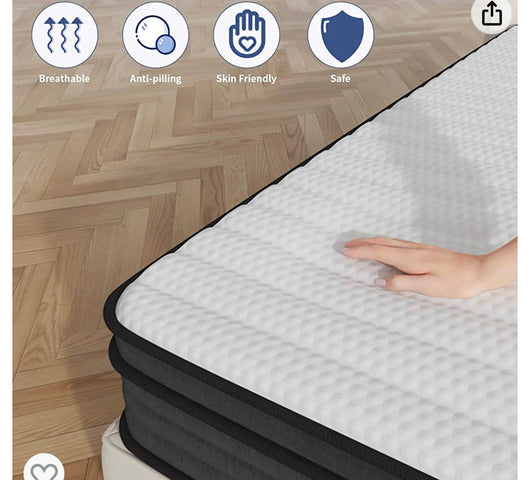 Crayan King Mattress, 10 Inch Memory Foam Mattress King Size, Innerspring Hybrid Mattress in a Box with Motion Isolation & Strong Edge Support & Pressure Relief, CertiPUR-US- NEW IN BOX