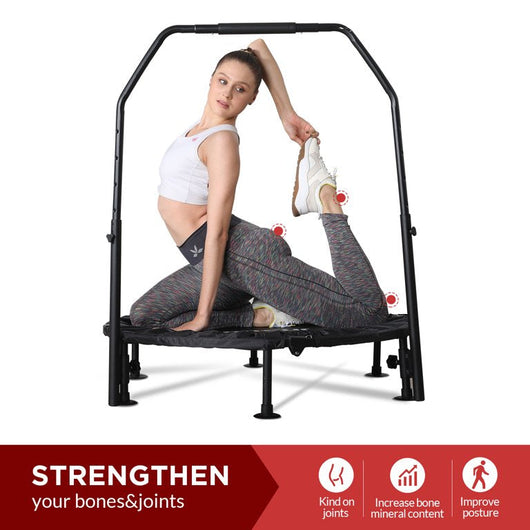 Toncur 40 Inch Mini Trampoline for Adults and Kids - Foldable Exercise Fitness Rebounder Trampoline with 6 Non-Slip Suction Cups for Indoor/Garden/Workout, Max Load **New in box**