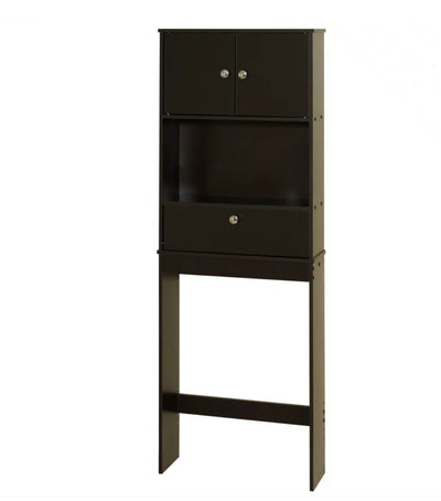 Espresso Bathroom Spacesaver with 2-Door Cabinet, Zenna Home Drop Door over-the-Toilet- NEW IN BOX!!!