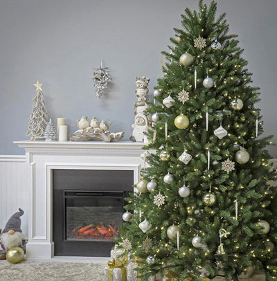 National Tree Company Pre-Lit Artificial Full Christmas Tree, Green, Dunhill Fir, Dual Color LED Lights, Includes PowerConnect and Stand, 6.5 Feet- new in box