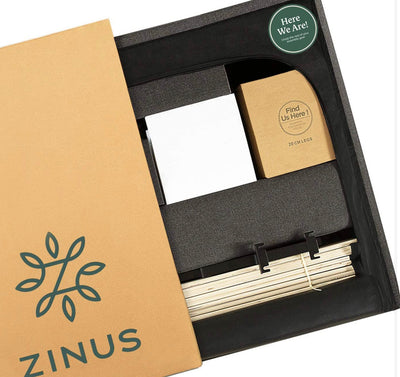 Zinus Diamond platform, upholstered bed with embroidered wooden slat back, individual, Wood, Brown, King!  -Brand new in the box