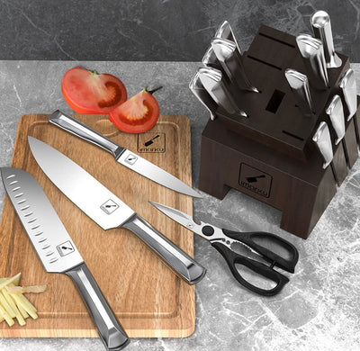 imarku 16 PCS High Carbon Japanese Stainless Steel Knife Sets for Kitchen with Block, Dishwasher Safe- NEW IN BOX!!!