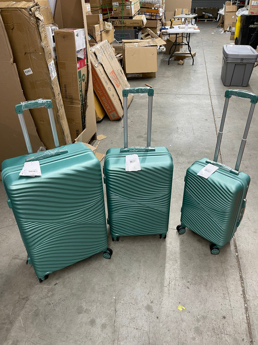 HIKOLAYAE Catalina Waves Nested Hardside Luggage Set in Elite Mint, 3 Piece - TSA Compliant- brand new set