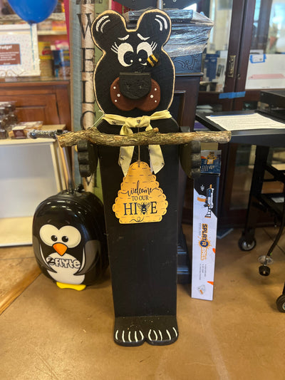 Handmade Bear Beehive Statue