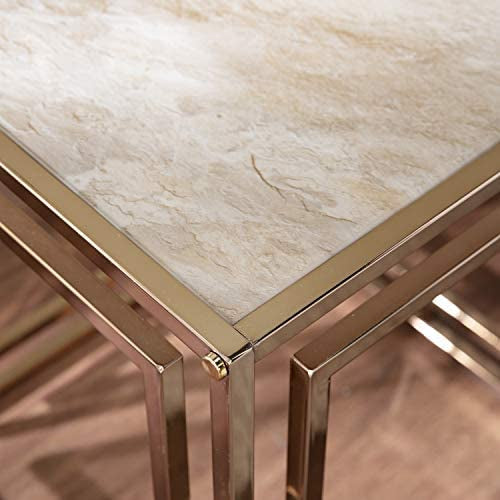 SEI Furniture Simondley End Table, Champagne- assembled- brand new