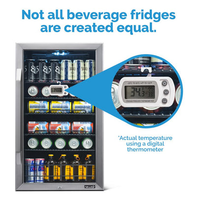 NewAir Premium Stainless Steel 126 Can Beverage Refrigerator and Cooler with SplitShelf Design**New small dent,seen in picture**